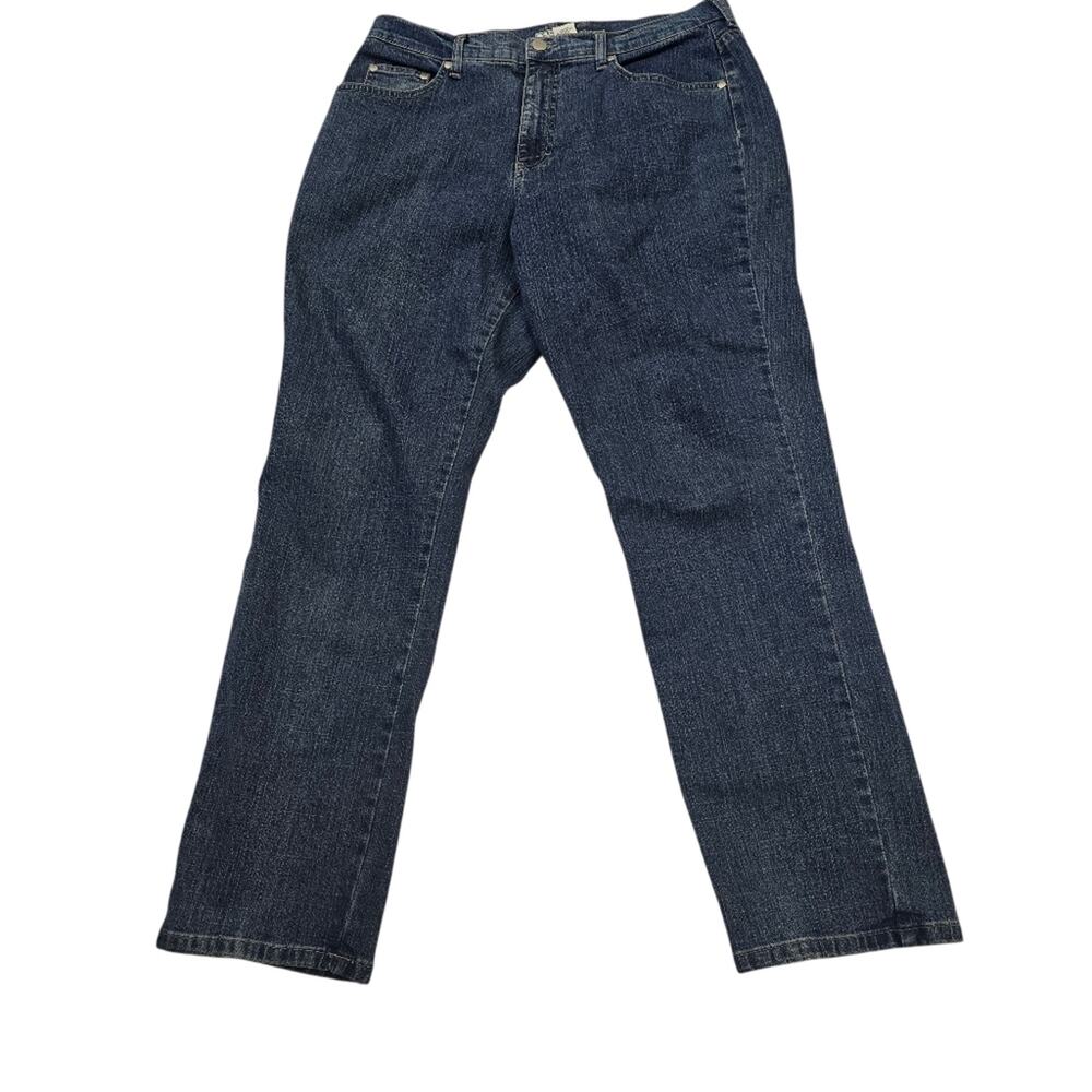 St. John Bay Straight Leg Pants Women Cotton Blend Casual Classic Blue 14P - Picture 3 of 13